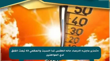 «تحذير عاجل» الأرصاد حالة الطقس غدا السبت والعظمى 43 تبعث القلق لدى المواطنين